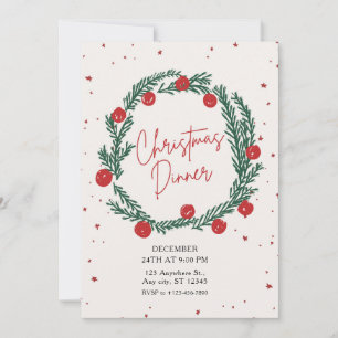 Red And Green Illustrative Christmas Party Holiday Card