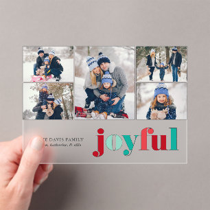 Red and Green "Joyful" Gallery of 5 Christmas Acrylic Invitations