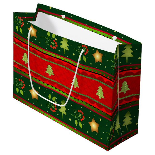 Red And Green Large Gift Bag (Front Angled)