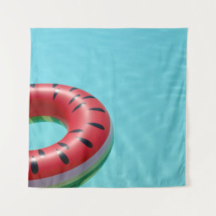 Red and green lifebuoy on swimming pool tapestry