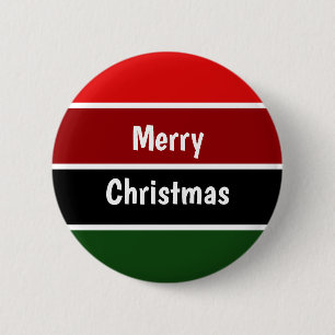 Red And Green Merry Christmas 6 Cm Round Badge
