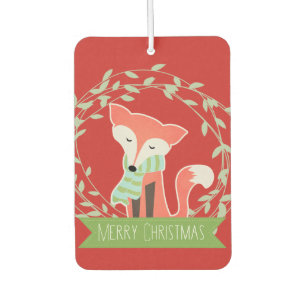 Red and Green Merry Christmas Fox Car Air Freshener