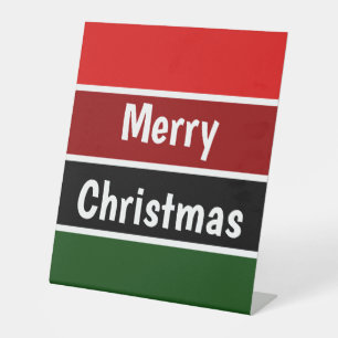 Red And Green Merry Christmas Pedestal Sign
