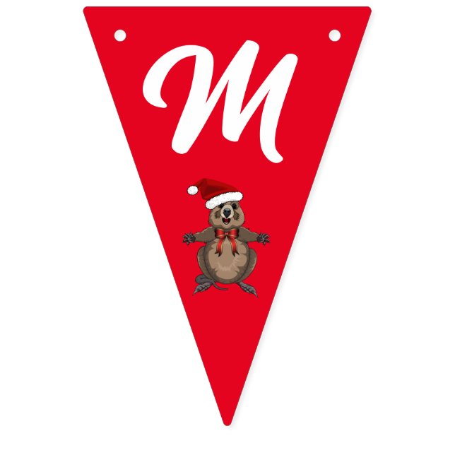 Red and Green Merry Christmas Quokka Bunting (First Flag)