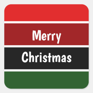 Red And Green Merry Christmas Square Sticker