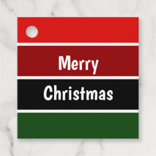 Red And Green Merry Christmas Square Sticker Favour Tags