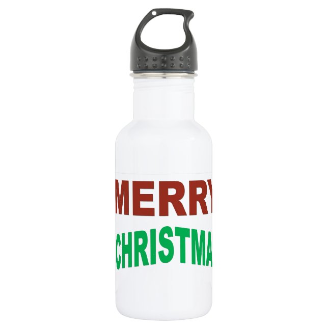 Red And Green Merry Christmas Text 532 Ml Water Bottle (Front)