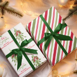 Red and Green Merry Mistletoe Custom Wrapping Paper Sheet<br><div class="desc">This design features a Christmas,  a red and green,  traditional holly,  merry mistletoe wrapping paper with stylish watercolor,  simple modern minimalist,  elegant winter foliage,  with calligraphy script,  tis the season,  holiday gift wrap</div>