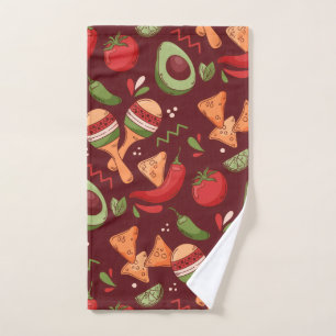 Red And Green Mexican Food Hand Towel
