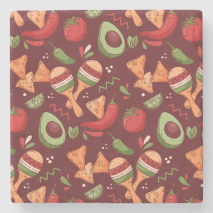 Red And Green Mexican Food Stone Coaster