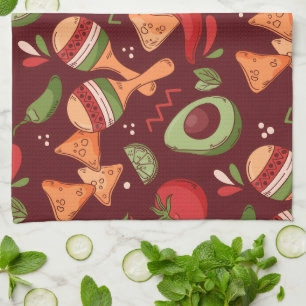 Red And Green Mexican Food Tea Towel