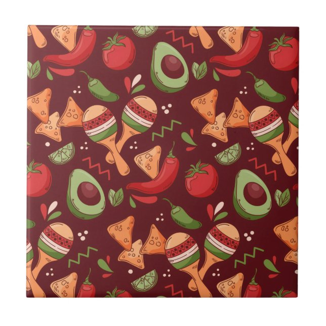 Red And Green Mexican Food Tile (Front)