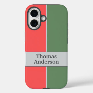 Red and Green Minimalist Design iPhone 16 Case