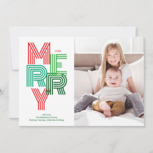 Red and Green Modern MERRY Christmas Holiday Card