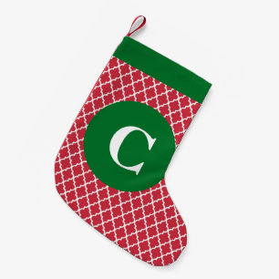 Red and Green Moroccan Print Initial Stocking