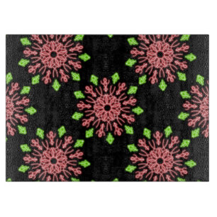 Red and green neon flower cutting board