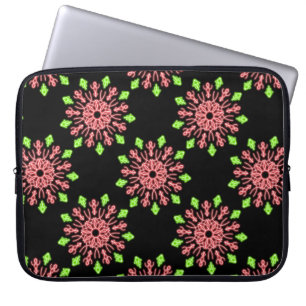 Red and green neon flower laptop sleeve