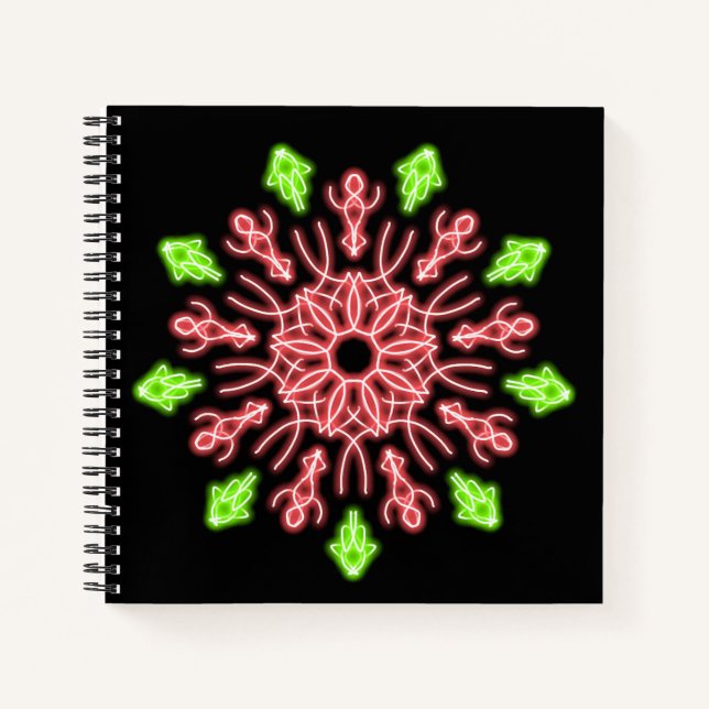 Red and green neon flower notebook (Front)