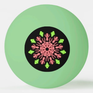 Red and green neon flower ping pong ball