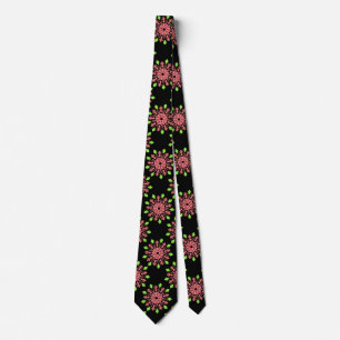 Red and green neon flower tie