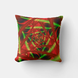 Red and Green Neural Network Spiral Cushion