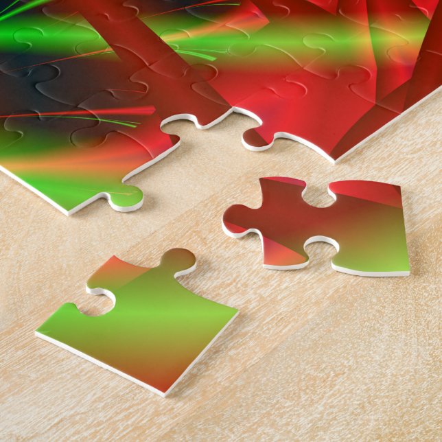 Red and Green Neural Network Spiral Jigsaw Puzzle (Side)
