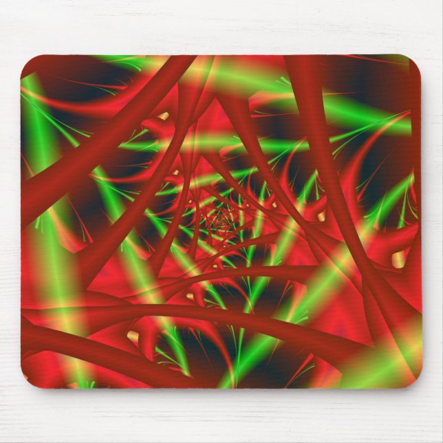 Red and Green Neural Network Spiral Mouse Pad (Front)