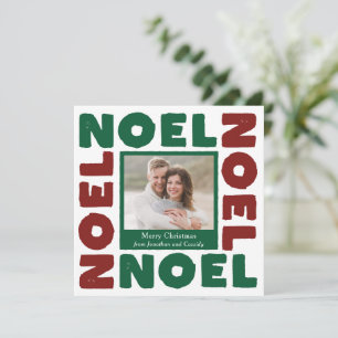 Red and Green Noel Contemporary Photo Holiday Card