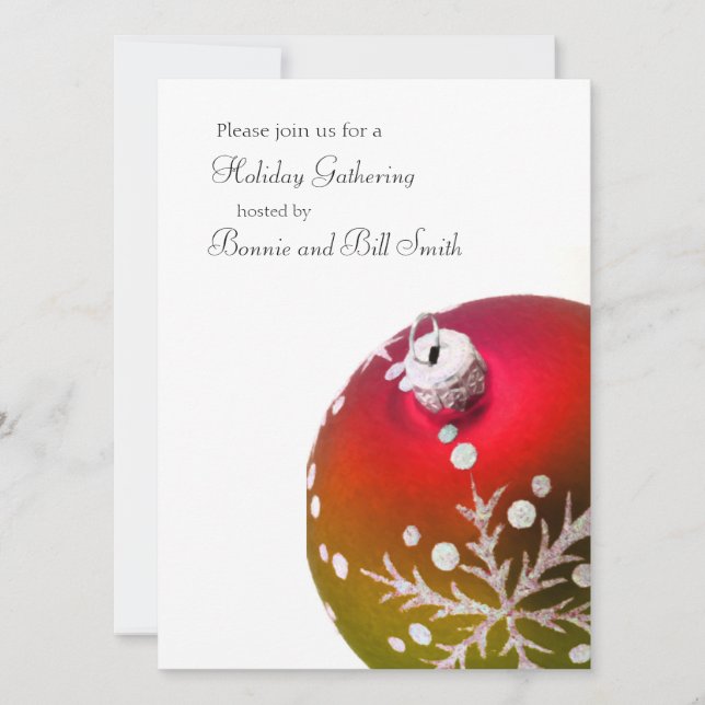 Red and Green Ornament Holiday Gathering Invitation (Front)