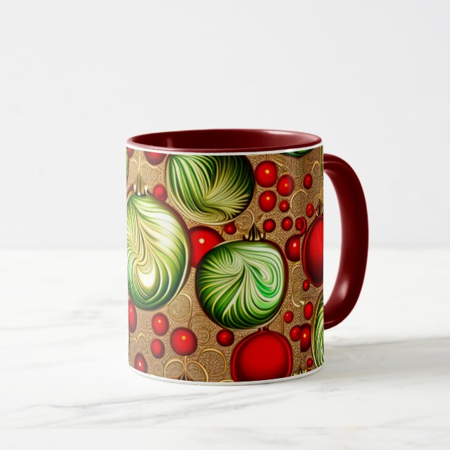 Red and Green Ornaments Mug (Front Right)