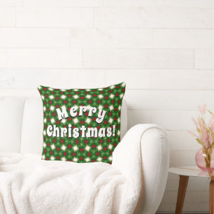 Red and Green Pattern Merry Christmas Cushion
