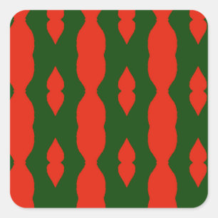 Red and green pattern square sticker