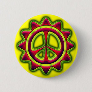 RED AND GREEN PEACE SIGN 6 CM ROUND BADGE