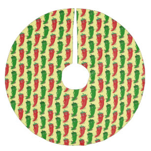 Red And Green Pepper Divas Cartoon Pattern Brushed Polyester Tree Skirt