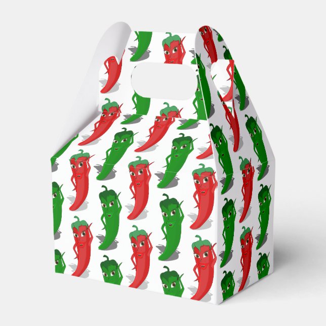 Red And Green Pepper Divas Cartoon Pattern Favour Box (Front Side)