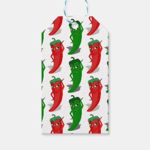 Red And Green Pepper Divas Cartoon Pattern Gift Tags
