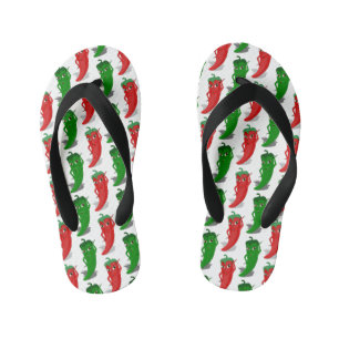 Red And Green Pepper Divas Cartoon Pattern Kid's Jandals