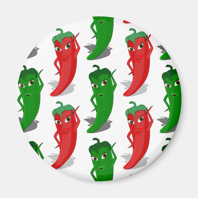 Red And Green Pepper Divas Cartoon Pattern Magnet (Front)