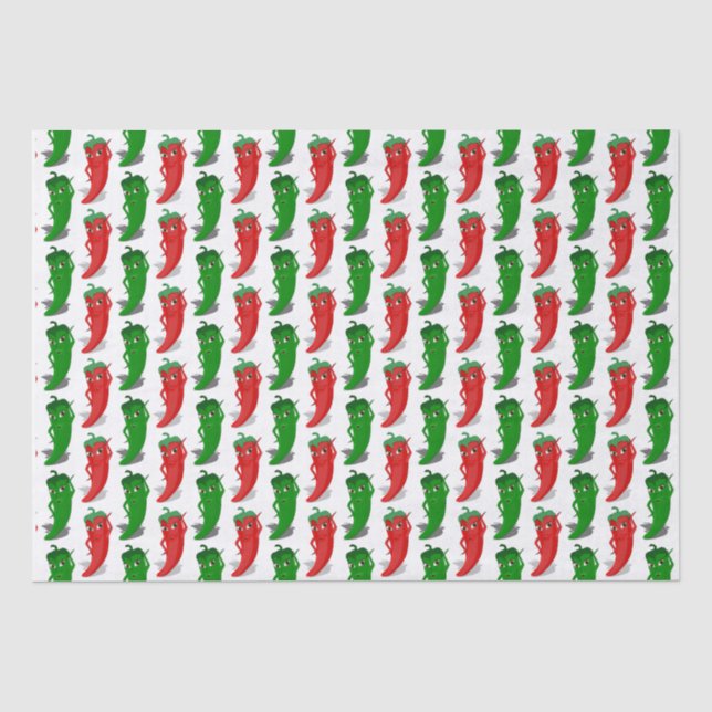 Red And Green Pepper Divas Cartoon Pattern Tissue Paper (Front)