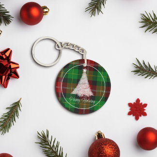 Red and green plaid Christmas Keychain