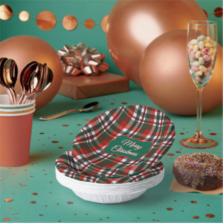 Red and Green Plaid Christmas Paper Plate