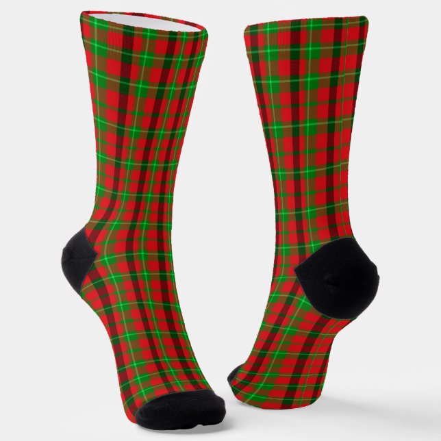 Red and Green Plaid Christmas Socks (Angled)