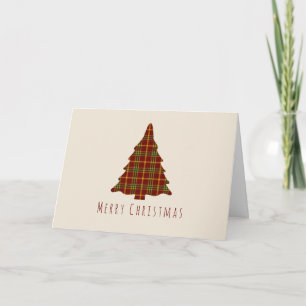 Red and Green Plaid Christmas Tree Holiday Card