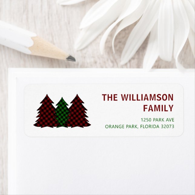 Red and Green Plaid Christmas Trees Festive (Insitu)