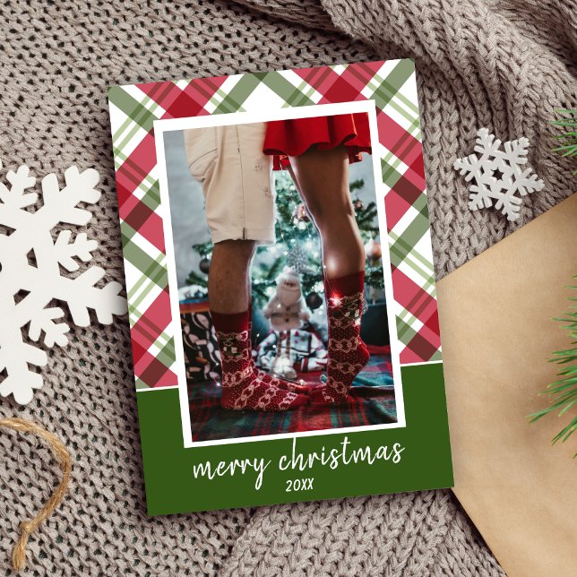 Red and Green Plaid Photo Christmas Card (Red and Green Plaid Photo Christmas Card)