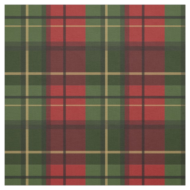 Red And Green Plaid Tartan Pattern Fabric (Swatch)