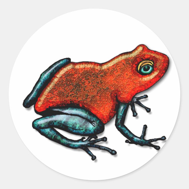 Red and Green Poison Dart Frog Classic Round Sticker (Front)