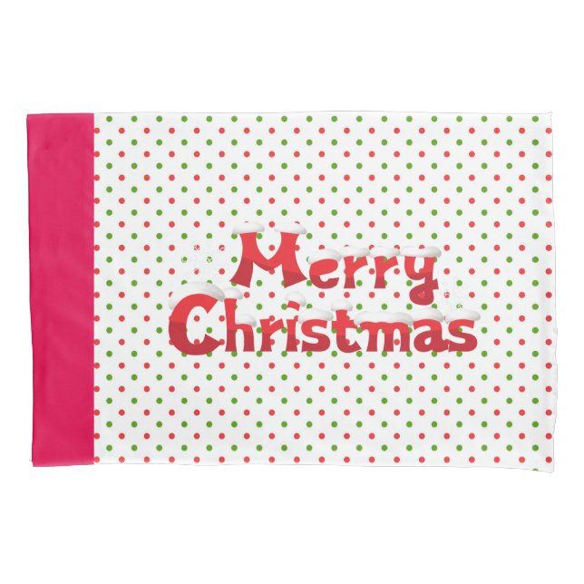 Red and Green Polka Dot Christmas Pillow Case (Front)
