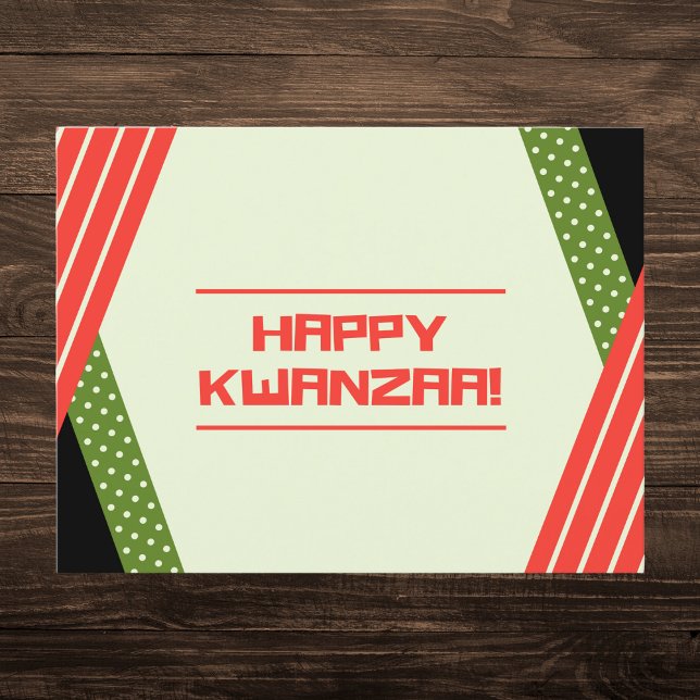 Red and Green Polka Dot Modern Kwanzaa Postcard (Creator Uploaded)
