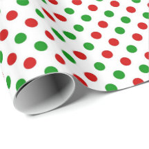 Red and green polka dots Christmas wrapping paper.